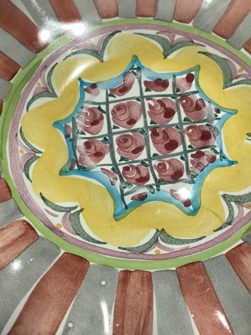 Mackenzie Childs Rose cottage Plate 7”. Tea plate or small salad